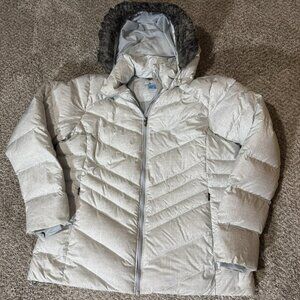 Columbia Jacket Womens XL Gray Hooded Faux Fur Down Filled Winter Parka Coat